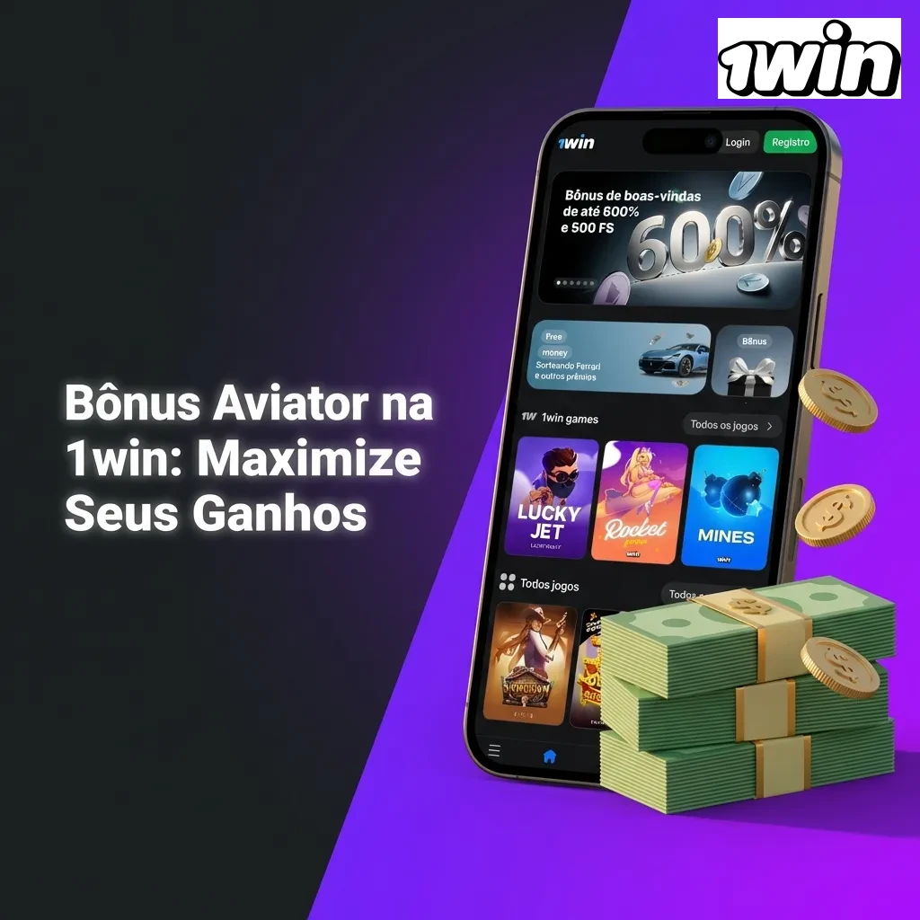 Aviator game bonus offer showing tiered welcome package with free spins and deposit match percentages on 1win platform