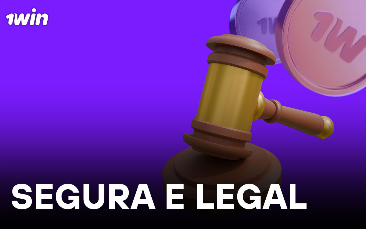 1win plataforma de apostas online mostrando certificado de licença de Curaçao e ícone de segurança SSL