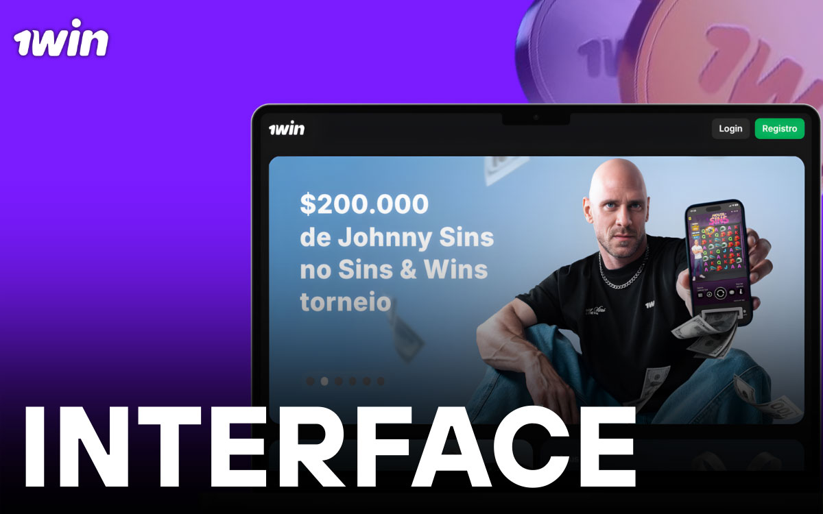 Interface do site 1win com menu superior mostrando seções de Esportes, Ao Vivo, Cassino e Promoções para jogadores brasileiros